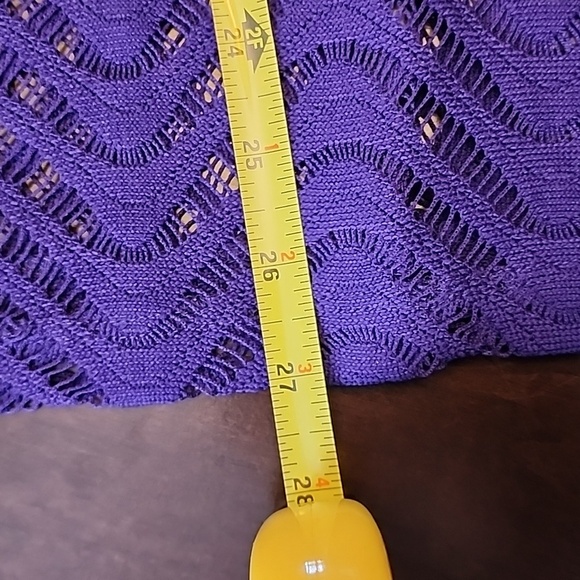 Chicos Size 3 Chevron 3/4 Sleeve Sweater Blue/Purple Wave pattern - Picture 7 of 8